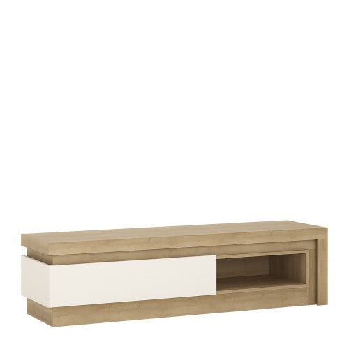 Lyon-266 1 drawer TV Stand With Open Shelf In Platinum/Light Grey Gloss