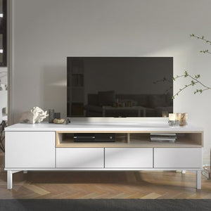 Roomers-9AK TV Stand 3 Drawers 1 Door in White and Oak