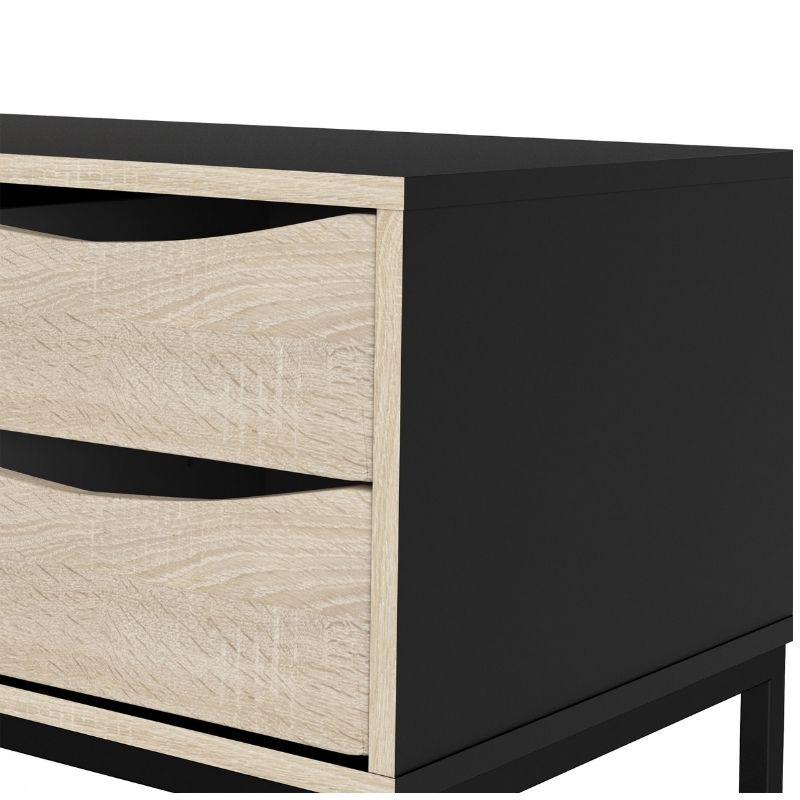 Stubbe-206 TV Stand 3 drawers and open shelf in Matt Black Oak