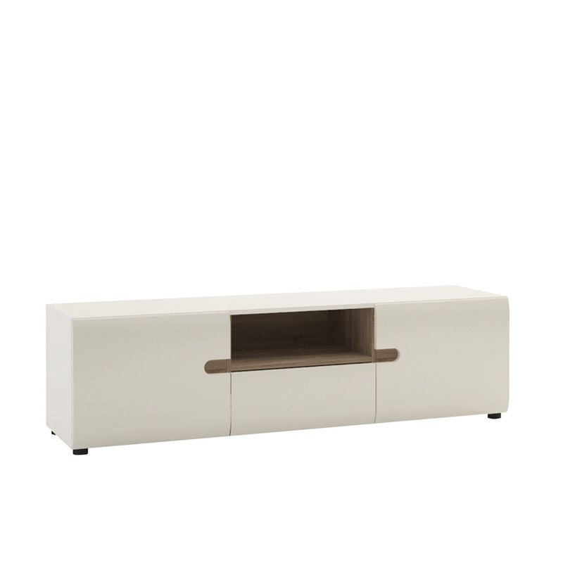 Chelsea - Wide TV unit with opening - White + Truffle Oak