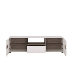 Chelsea-544 TV Stand In White With An Truffle Oak Trim