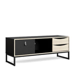 Load image into Gallery viewer, Stubbe-206 TV Stand 3 drawers and open shelf in Matt Black Oak
